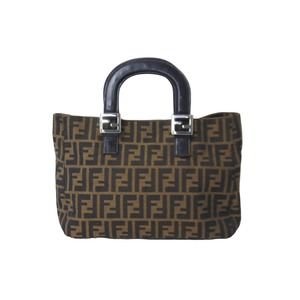 Fendi Zucca Pattern Leather Handbag Brown
